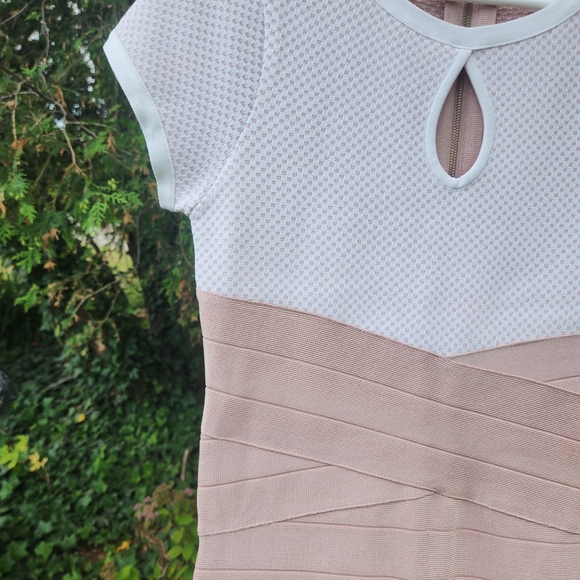 VENUS White and Pink Cut Out Ruched Mini Dress - Picture 5 of 5
